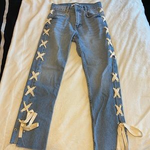 Lace up Zara jeans